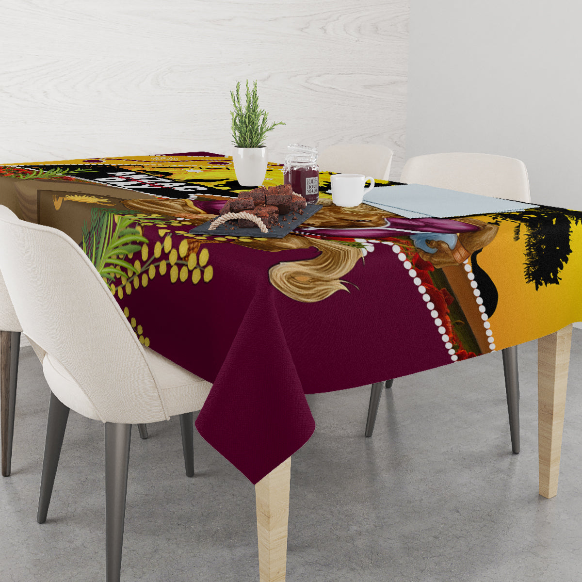 Broncos ANZAC Day Tablecloth Mascot Rosemary Starring Night Style