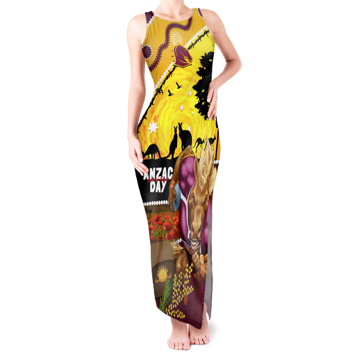 Broncos ANZAC Day Tank Maxi Dress Mascot Rosemary Starring Night Style