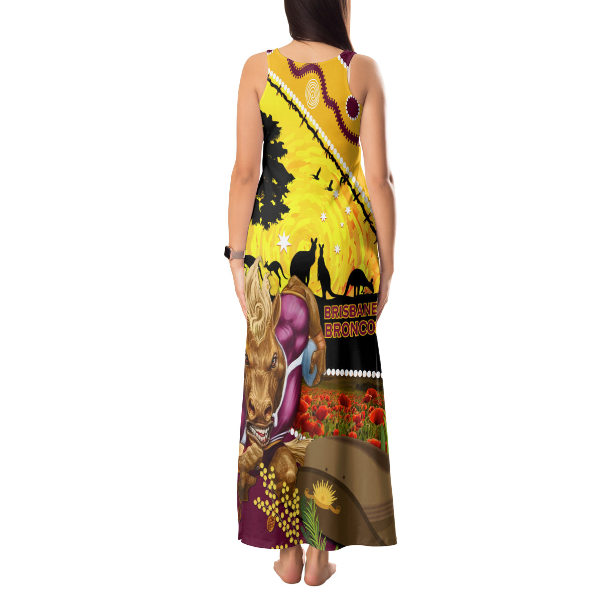 Broncos ANZAC Day Tank Maxi Dress Mascot Rosemary Starring Night Style