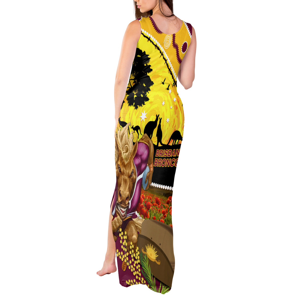 Broncos ANZAC Day Tank Maxi Dress Mascot Rosemary Starring Night Style