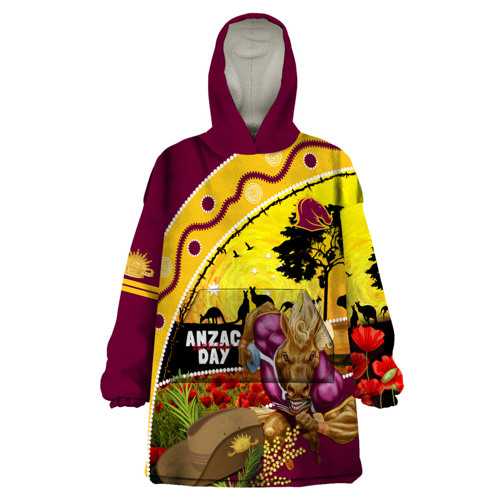 Broncos ANZAC Day Wearable Blanket Hoodie Mascot Rosemary Starring Night Style