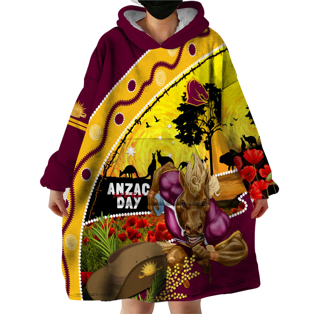 Broncos ANZAC Day Wearable Blanket Hoodie Mascot Rosemary Starring Night Style