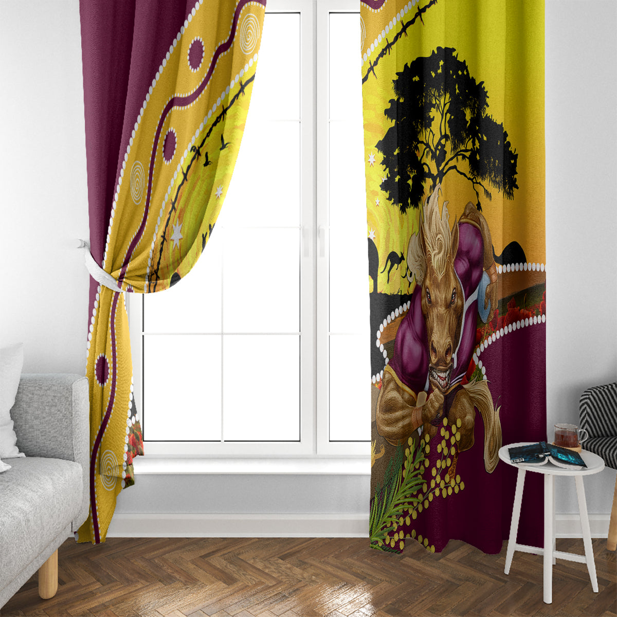 Broncos ANZAC Day Window Curtain Mascot Rosemary Starring Night Style