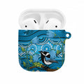 Australia Bluebell Creeper With Superb Blue Wren AirPods Case Aboriginal Art - Aussie Hoodie