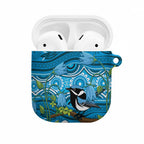 Australia Bluebell Creeper With Superb Blue Wren AirPods Case Aboriginal Art - Aussie Hoodie