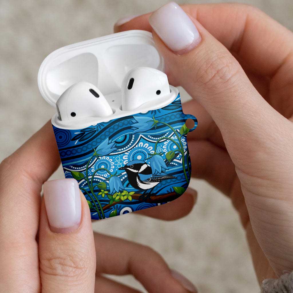 Australia Bluebell Creeper With Superb Blue Wren AirPods Case Aboriginal Art - Aussie Hoodie