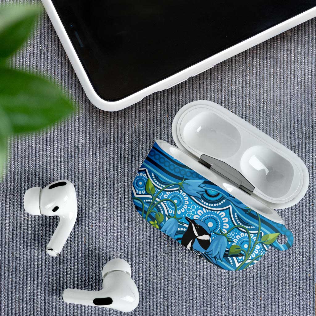 Australia Bluebell Creeper With Superb Blue Wren AirPods Case Aboriginal Art - Aussie Hoodie