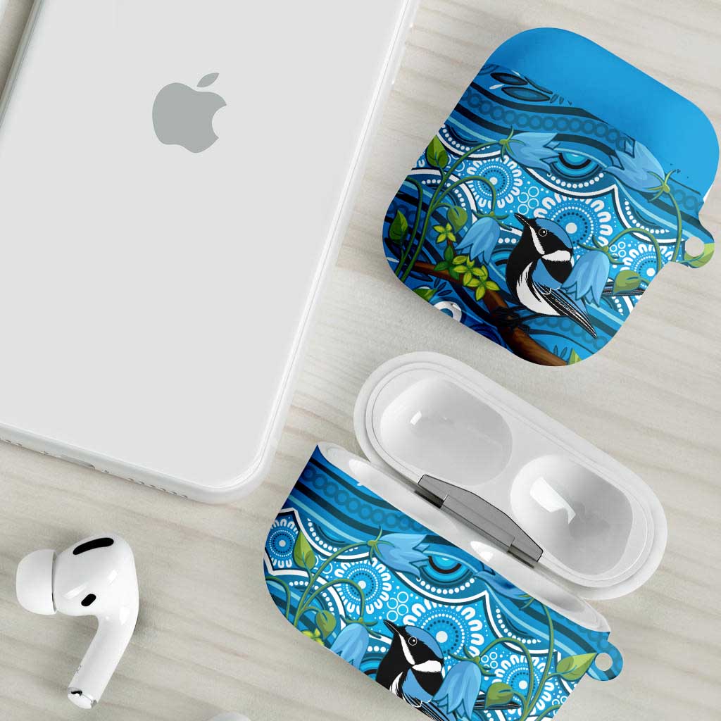 Australia Bluebell Creeper With Superb Blue Wren AirPods Case Aboriginal Art - Aussie Hoodie