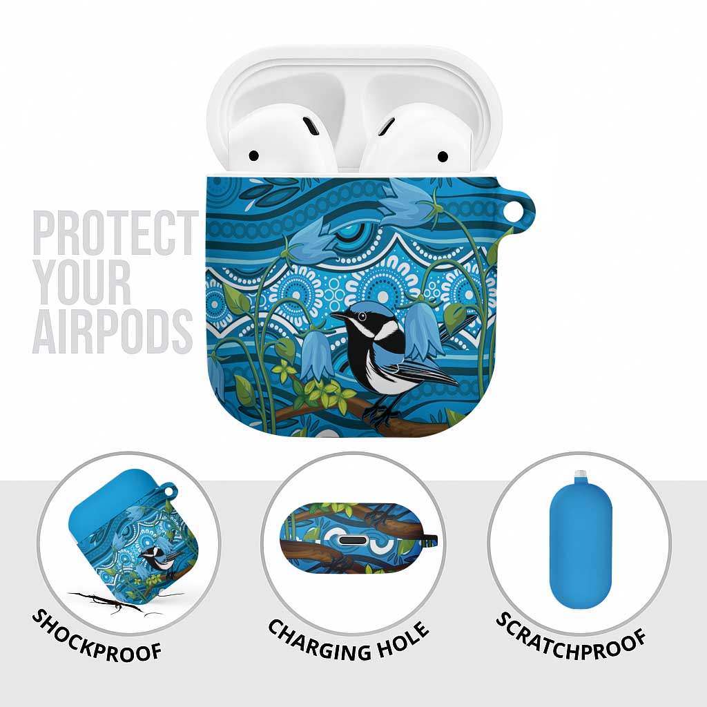 Australia Bluebell Creeper With Superb Blue Wren AirPods Case Aboriginal Art - Aussie Hoodie