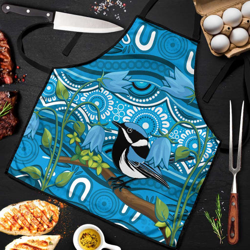Australia Bluebell Creeper With Superb Blue Wren Apron Aboriginal Art - Aussie Hoodie