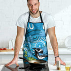 Australia Bluebell Creeper With Superb Blue Wren Apron Aboriginal Art - Aussie Hoodie