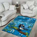 Australia Bluebell Creeper With Superb Blue Wren Area Rug Aboriginal Art