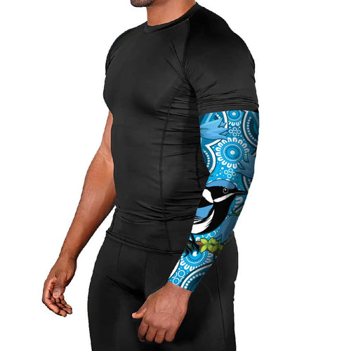 Australia Bluebell Creeper With Superb Blue Wren Arm Sleeves Aboriginal Art - Aussie Hoodie