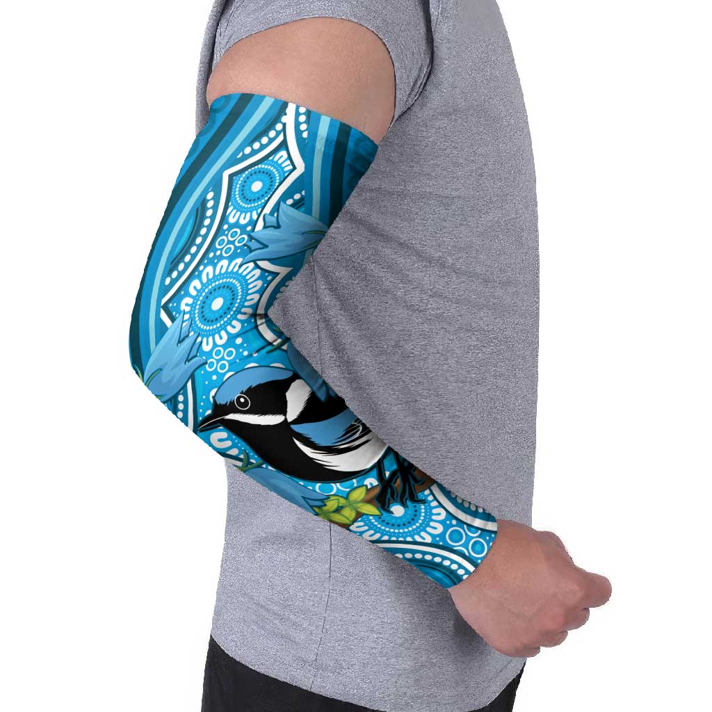 Australia Bluebell Creeper With Superb Blue Wren Arm Sleeves Aboriginal Art - Aussie Hoodie