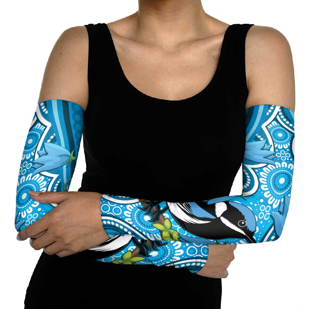 Australia Bluebell Creeper With Superb Blue Wren Arm Sleeves Aboriginal Art - Aussie Hoodie