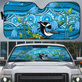 Australia Bluebell Creeper With Superb Blue Wren Auto Sun Shade Aboriginal Art - Aussie Hoodie