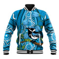 Australia Bluebell Creeper With Superb Blue Wren Baseball Jacket Aboriginal Art