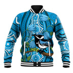 Australia Bluebell Creeper With Superb Blue Wren Baseball Jacket Aboriginal Art