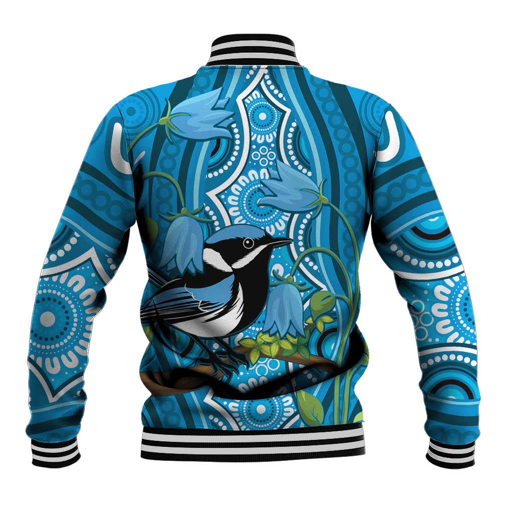 Australia Bluebell Creeper With Superb Blue Wren Baseball Jacket Aboriginal Art