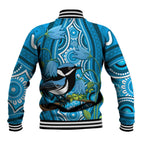 Australia Bluebell Creeper With Superb Blue Wren Baseball Jacket Aboriginal Art