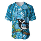 Australia Bluebell Creeper With Superb Blue Wren Baseball Jersey Aboriginal Art