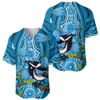 Australia Bluebell Creeper With Superb Blue Wren Baseball Jersey Aboriginal Art
