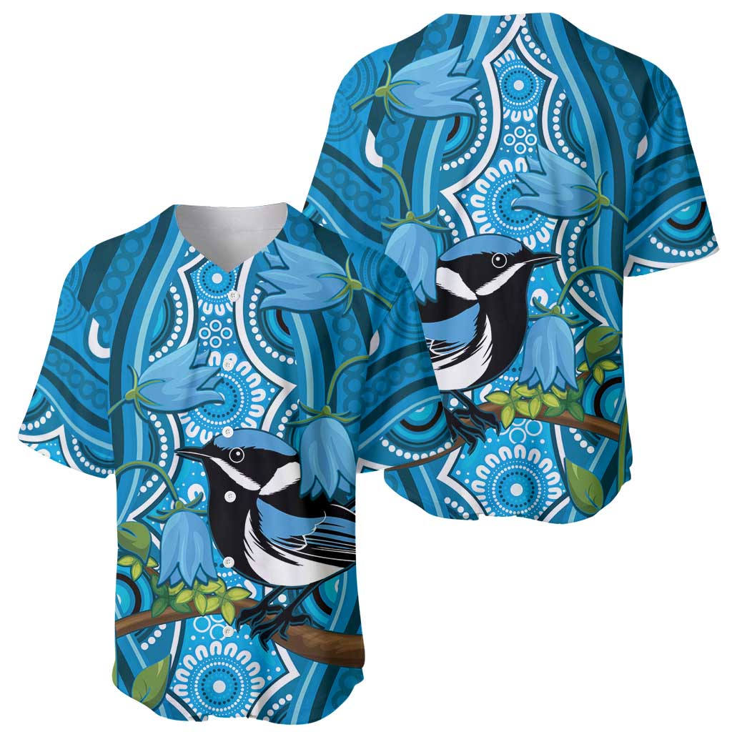 Australia Bluebell Creeper With Superb Blue Wren Baseball Jersey Aboriginal Art