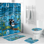 Australia Bluebell Creeper With Superb Blue Wren Bathroom Set Aboriginal Art - Aussie Hoodie