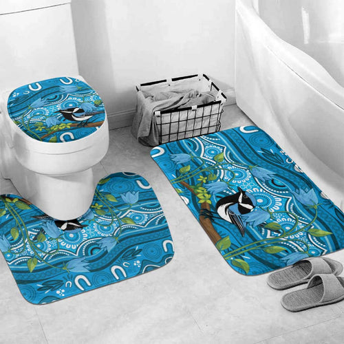 Australia Bluebell Creeper With Superb Blue Wren Bathroom Set Aboriginal Art - Aussie Hoodie