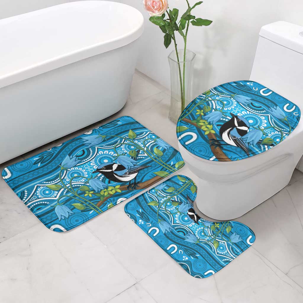Australia Bluebell Creeper With Superb Blue Wren Bathroom Set Aboriginal Art - Aussie Hoodie