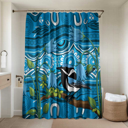 Australia Bluebell Creeper With Superb Blue Wren Bathroom Set Aboriginal Art - Aussie Hoodie