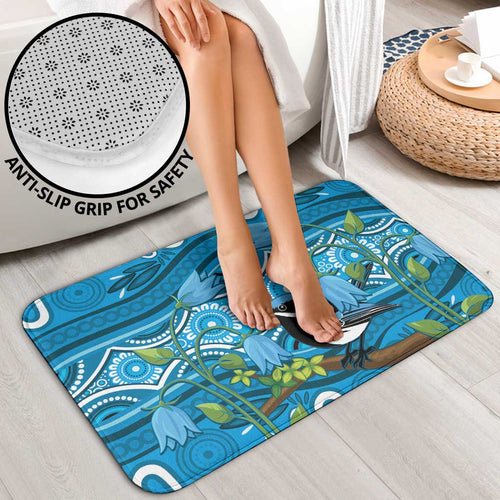 Australia Bluebell Creeper With Superb Blue Wren Bathroom Set Aboriginal Art - Aussie Hoodie
