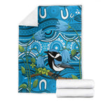 Australia Bluebell Creeper With Superb Blue Wren Blanket Aboriginal Art