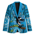 Australia Bluebell Creeper With Superb Blue Wren Blazer Aboriginal Art - Aussie Hoodie