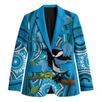 Australia Bluebell Creeper With Superb Blue Wren Blazer Aboriginal Art - Aussie Hoodie