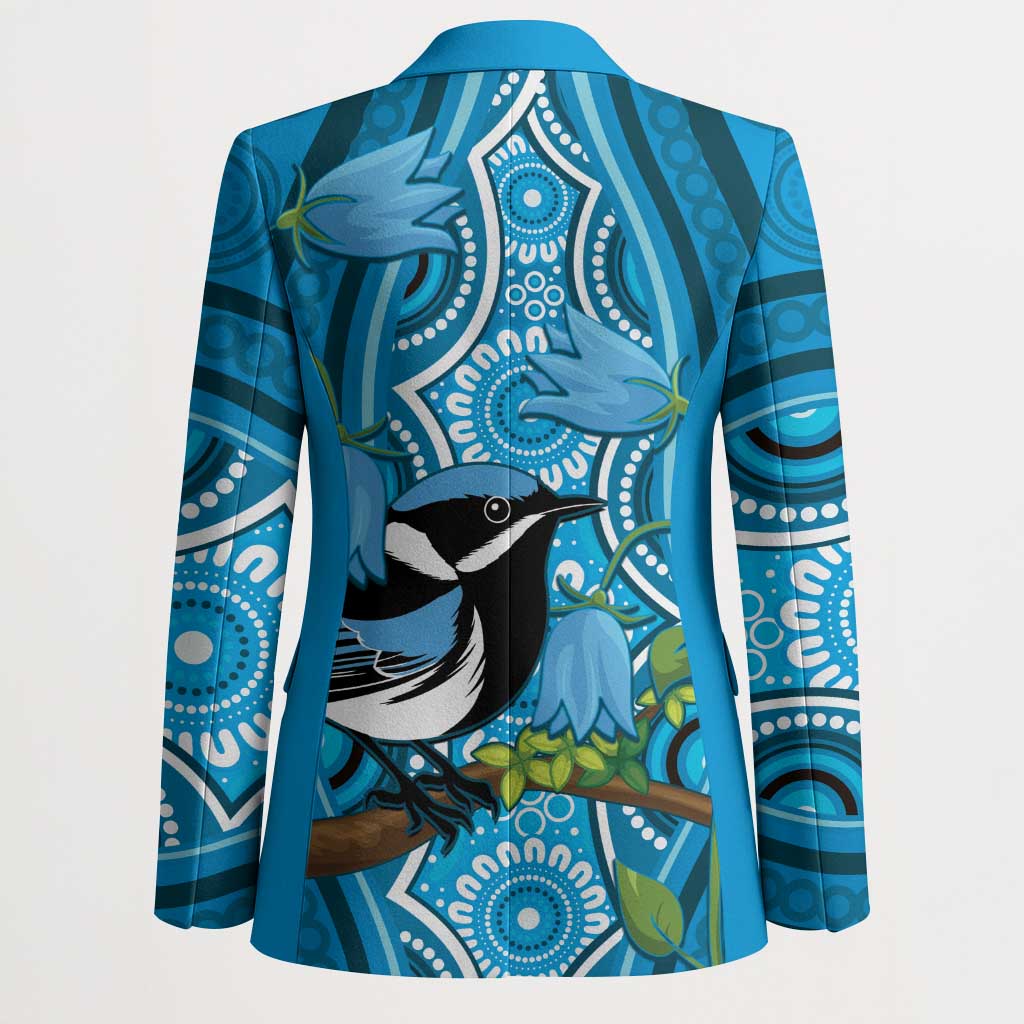 Australia Bluebell Creeper With Superb Blue Wren Blazer Aboriginal Art - Aussie Hoodie