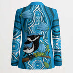 Australia Bluebell Creeper With Superb Blue Wren Blazer Aboriginal Art - Aussie Hoodie