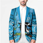 Australia Bluebell Creeper With Superb Blue Wren Blazer Aboriginal Art - Aussie Hoodie