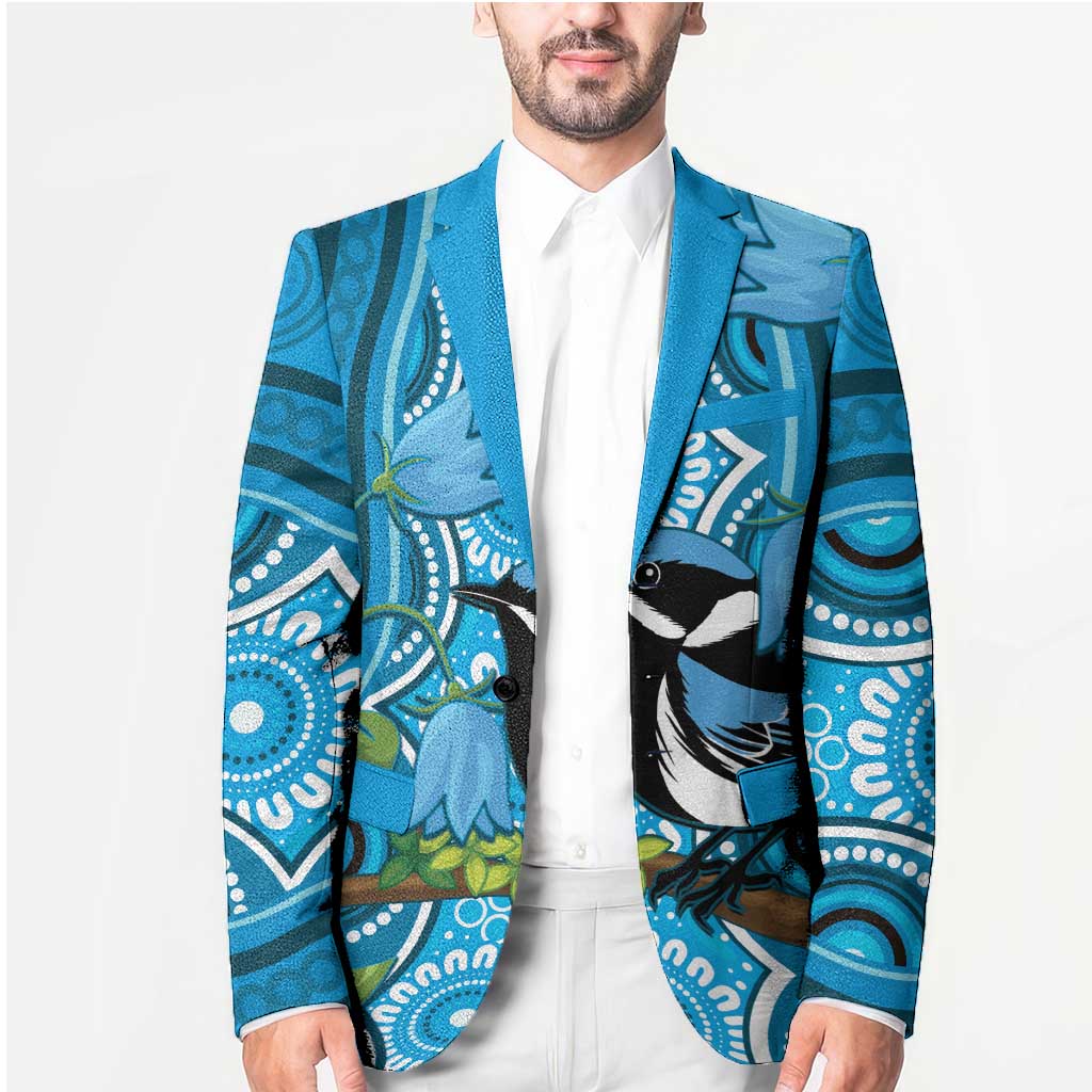 Australia Bluebell Creeper With Superb Blue Wren Blazer Aboriginal Art - Aussie Hoodie
