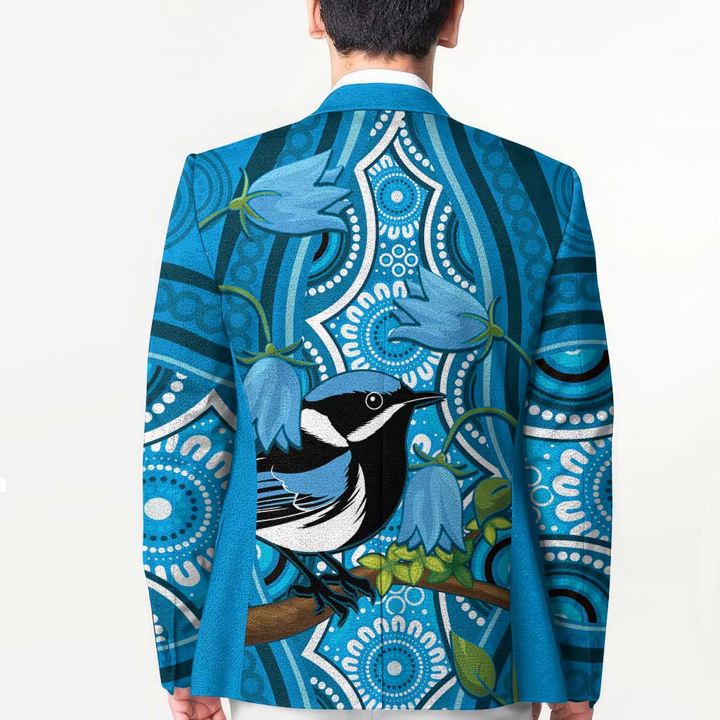 Australia Bluebell Creeper With Superb Blue Wren Blazer Aboriginal Art - Aussie Hoodie