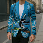 Australia Bluebell Creeper With Superb Blue Wren Blazer Aboriginal Art - Aussie Hoodie