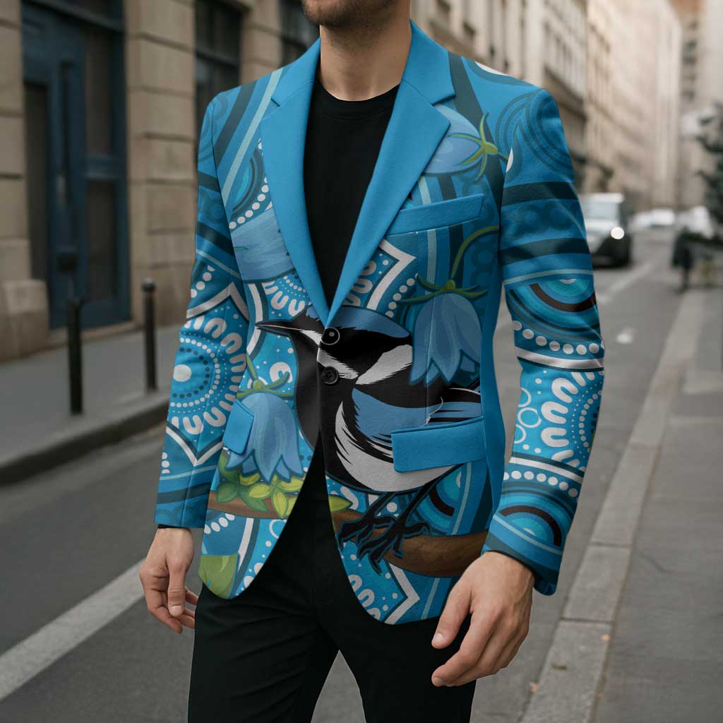 Australia Bluebell Creeper With Superb Blue Wren Blazer Aboriginal Art - Aussie Hoodie
