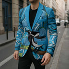 Australia Bluebell Creeper With Superb Blue Wren Blazer Aboriginal Art - Aussie Hoodie