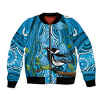 Australia Bluebell Creeper With Superb Blue Wren Bomber Jacket Aboriginal Art