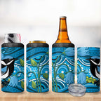 Australia Bluebell Creeper With Superb Blue Wren 4 in 1 Can Cooler Tumbler Aboriginal Art