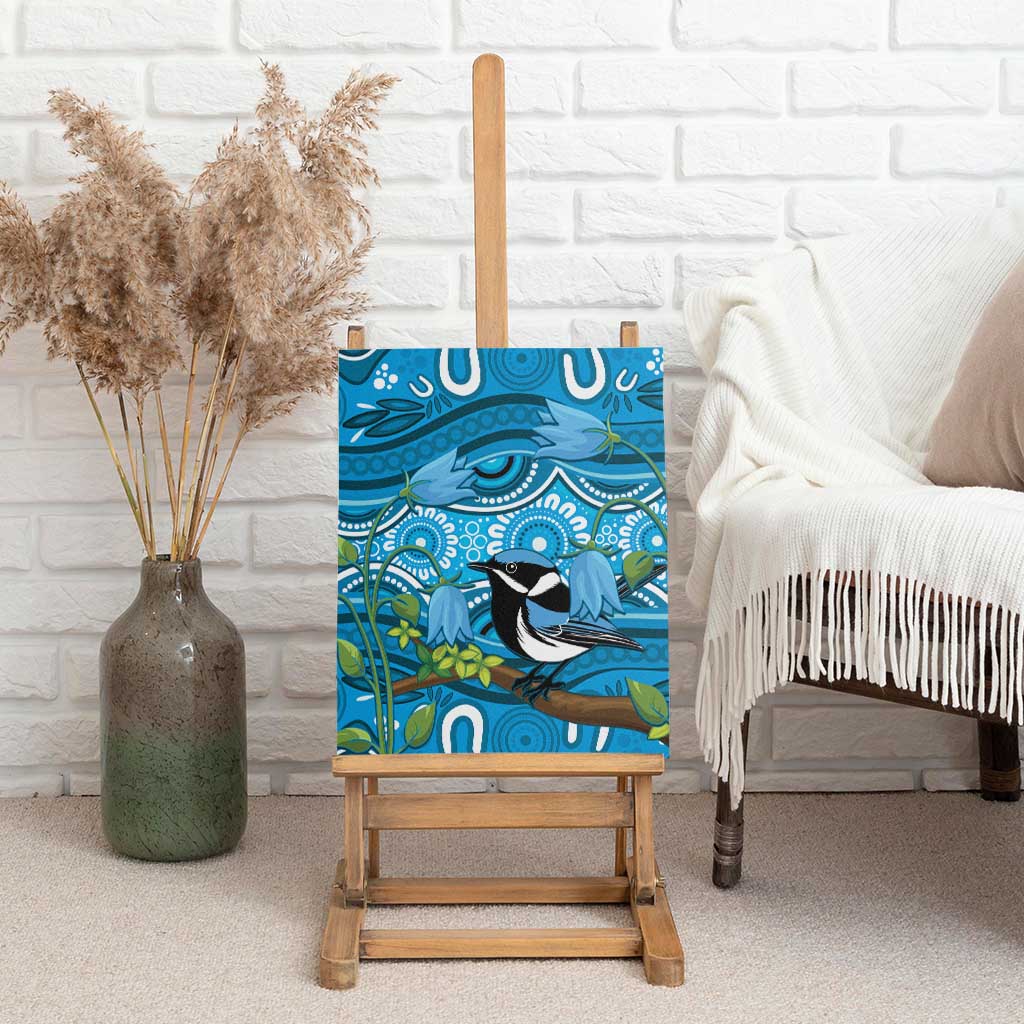 Australia Bluebell Creeper With Superb Blue Wren Canvas Wall Art Aboriginal Art
