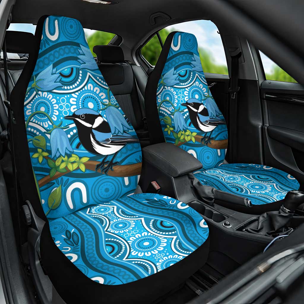 Australia Bluebell Creeper With Superb Blue Wren Car Seat Cover Aboriginal Art