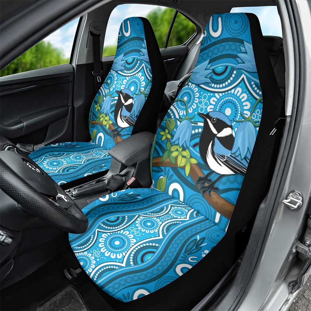 Australia Bluebell Creeper With Superb Blue Wren Car Seat Cover Aboriginal Art