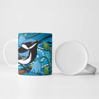 Australia Bluebell Creeper With Superb Blue Wren Ceramic Mug Aboriginal Art - Aussie Hoodie