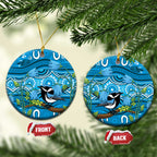 Australia Bluebell Creeper With Superb Blue Wren Ceramic Ornament Aboriginal Art - Aussie Hoodie